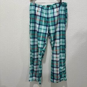 Women's Plaid Fleece Pajama Pants Lounge Sleepwear Teal Blue Red White XL